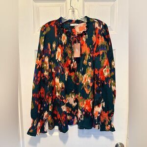 Hotouch XL Boho Blouse Tops for Women Casual Abstract Print